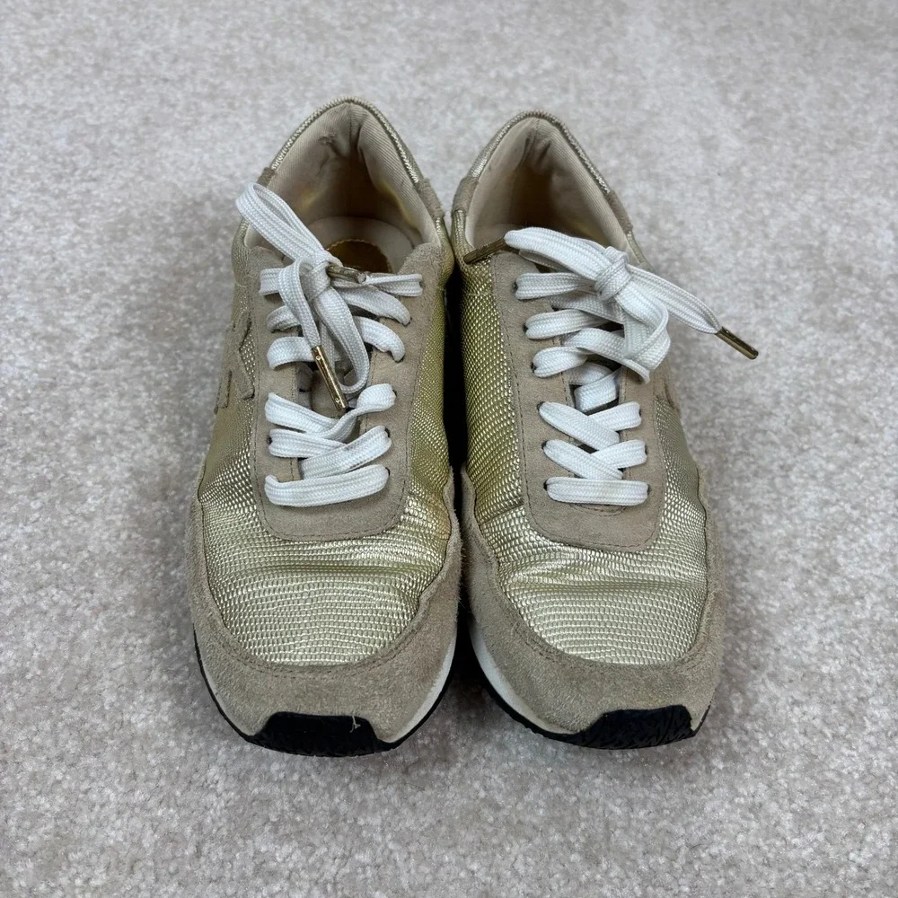 Michael Kors Trainer Gold Metallic Suede Sneakers‎ Womens 6.5M HJ16J